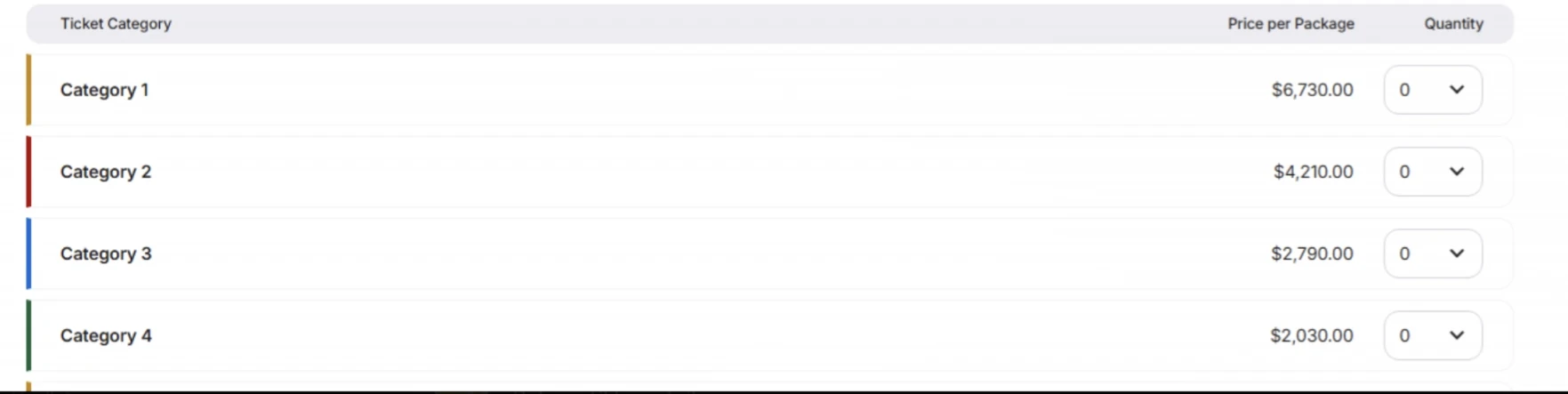 Screenshot of the official FIFA ticket portal showing the prices for the World Cup 2026 Final match across Categories 1, 2, 3, and 4.