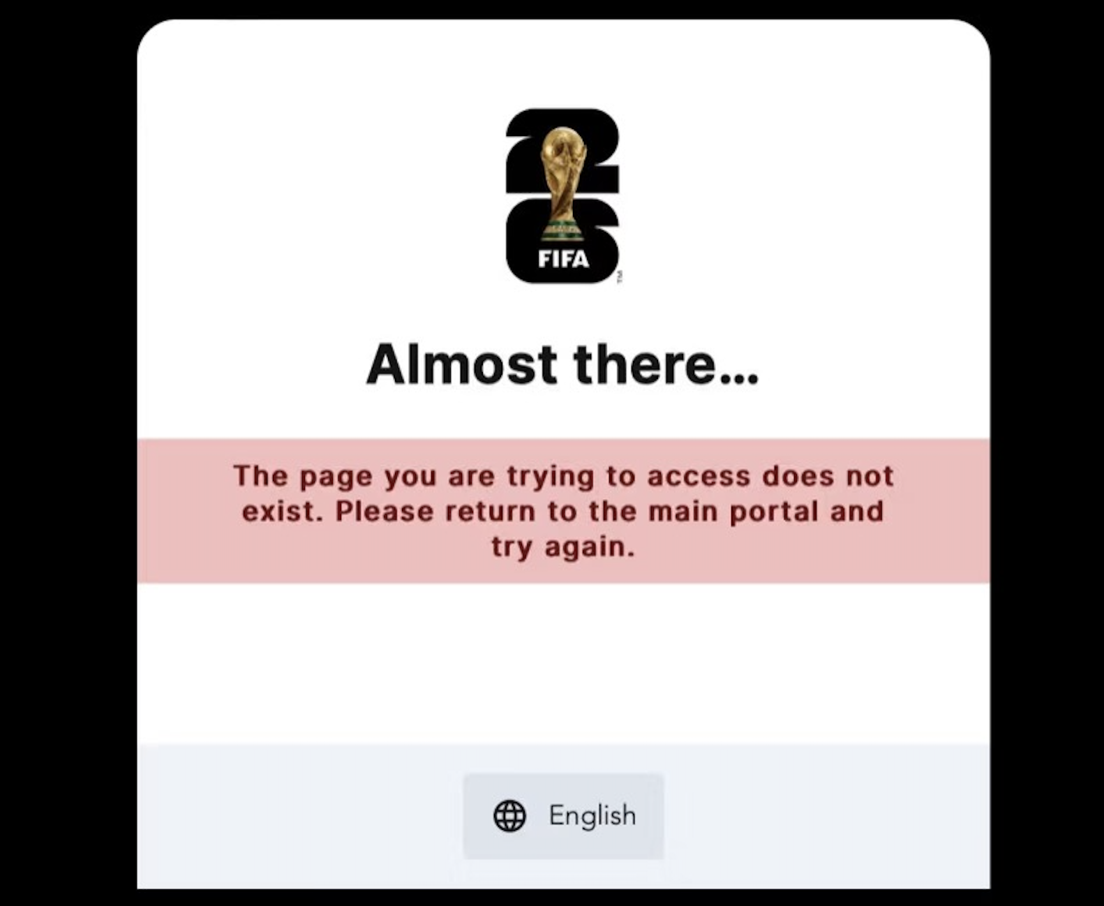 A screenshot of the FIFA World Cup 2026 ticket portal before the queue opened.