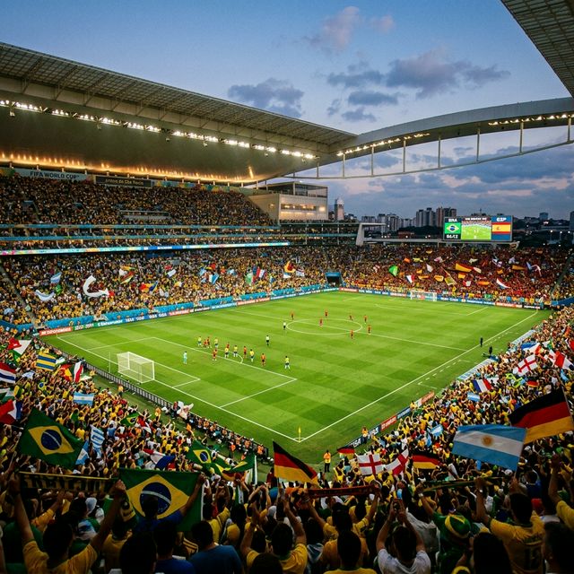 Excited Fans at a World Cup Stadium